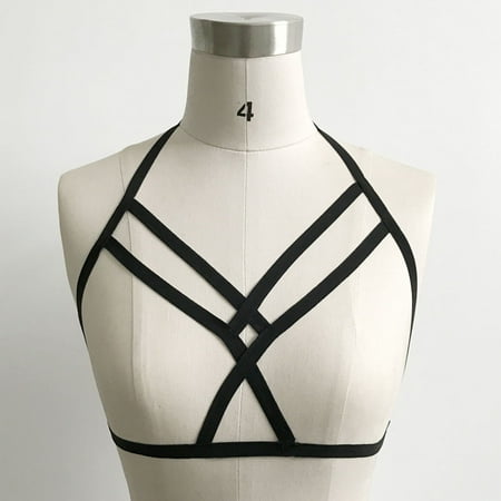 

Pxiakgy lingerie for women Women Hollow Strappy Bra Cage Bralette Crop Top Bustier Tops Black + S