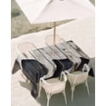 thumbnail image 3 of 60x120 Inch Outdoor Tablecloth with Umbrella Hole Zipper Rectangle White Brown Bear Rectangular Tablecloths Outside Waterproof Retro Country Farmhouse Rustic Wood Grain Patio Table Cover for Picnic, 3 of 8