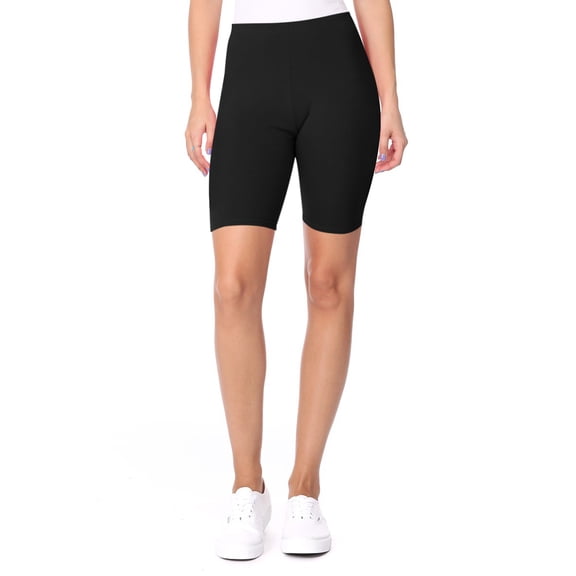 Women's High Waist Cotton Stretch Solid Casual Active Biker Short Pants