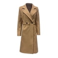 thumbnail image 5 of Women's Long Wool Blend Trench Coat,Classic Notch Lapel Double Breasted Overcoat,Slim Fit Mid-Length Fall Winter Coat for Women,Elegant Formal Outerwear with Pockets,Warm Dressy Longline Coat Coffee, 5 of 6