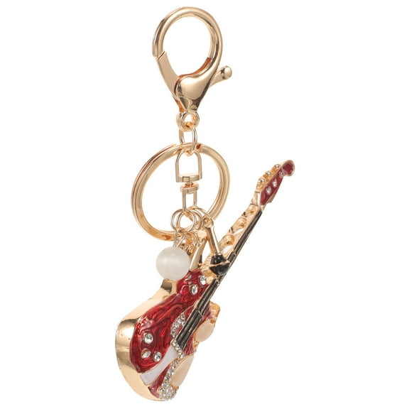 Raindrops Simulation Guitar Keychain Bag Hanging Key Ring Rhinestone Keychain Bag Keychain Decoration