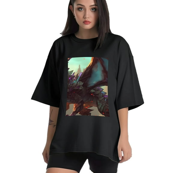 Plus Size Shirt for Women Black Tops for Women Short Sleeves Shirt for Women Dragon T Shirt Crewneck Shirt for Women XS