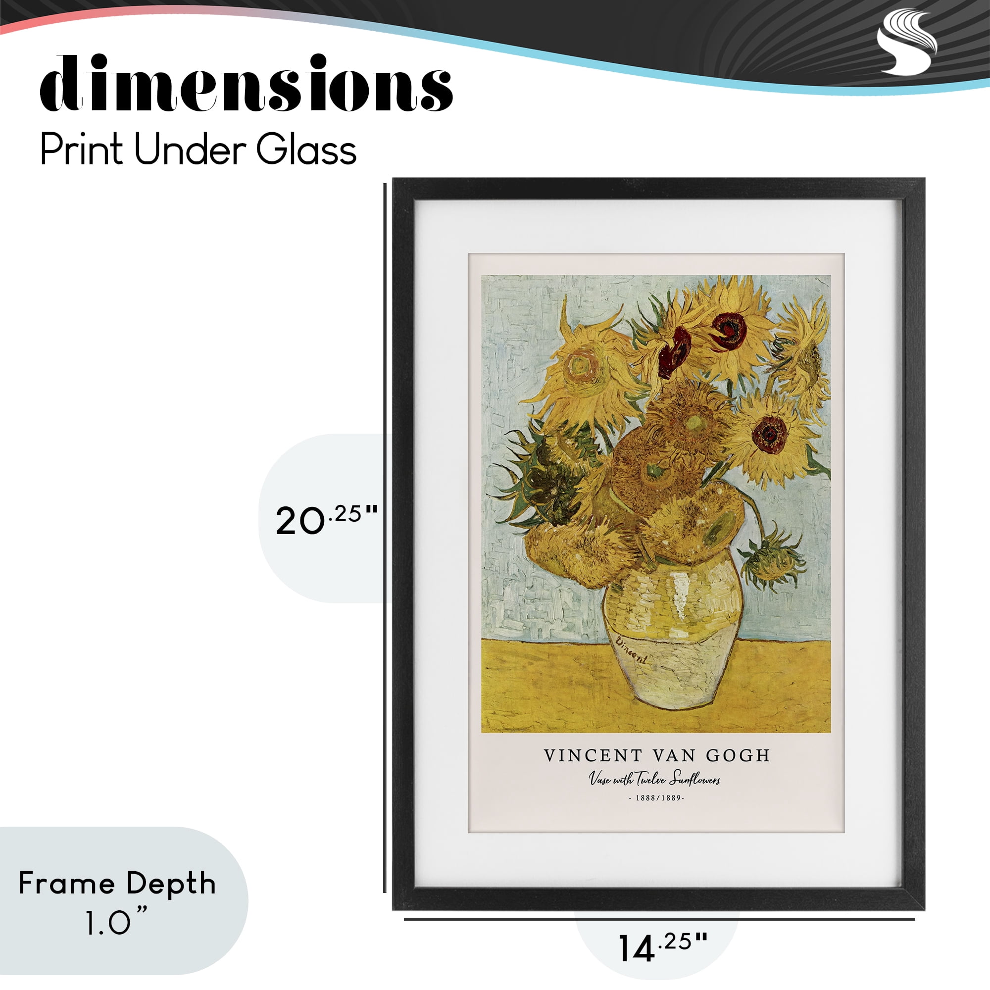 Stupell Industries Classic Vase with Twelve Sunflowers Black Framed Print Under Glass, design by Vintage Hustle