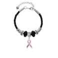 thumbnail image 2 of Delight Jewelry Pink Ribbon ''Help'' Aunt Celtic Knot Leather Bead Bracelet, 7"+2" Extender, 2 of 4