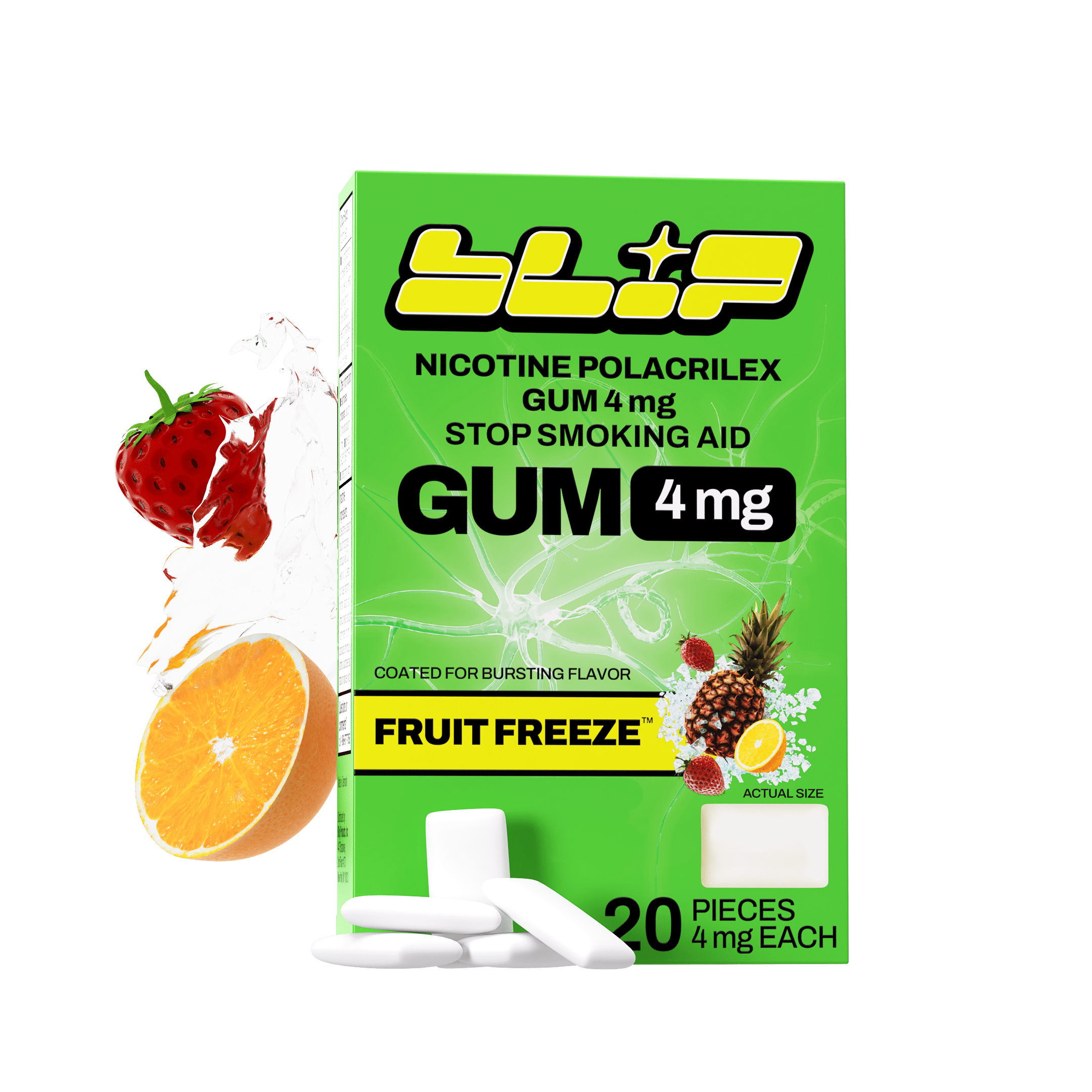 (3 pack) Blip Nicotine Gum, 4 mg, Fruit Freeze, 20 Count