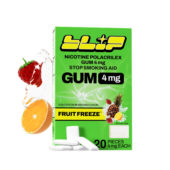 Blip Nicotine Gum, 4 mg, Fruit Freeze, 20 Count