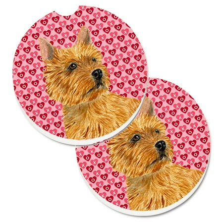 

Carolines Treasures SS4499CARC Norwich Terrier Hearts Love and Valentines Day Portrait Set of 2 Cup Holder Car Coasters
