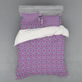 thumbnail image 2 of Flower Duvet Cover Set, Traditional Flower Design Colorful Blooming Geometric Petals Print, Bedding Set with Shams and Fitted Sheet, 3 Sizes, by Ambesonne, 2 of 3