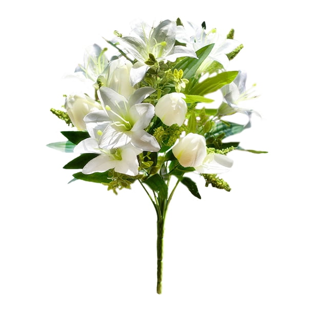 Ramo de Lirios Artificiales Flores de Tacto Real de Simulación para Decoración de Oficina Boda Fiesta Hogar y Cocina ANGGREK Otros