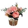 thumbnail image 1 of Cesta de flores simulación Flor pequeño bonsái Ticfox eucalipto rosa copo de nieve, 1 of 11