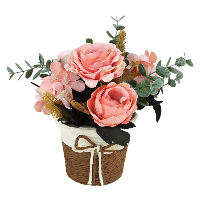 Cesta de flores simulación Flor pequeño bonsái Ticfox eucalipto rosa copo de nieve