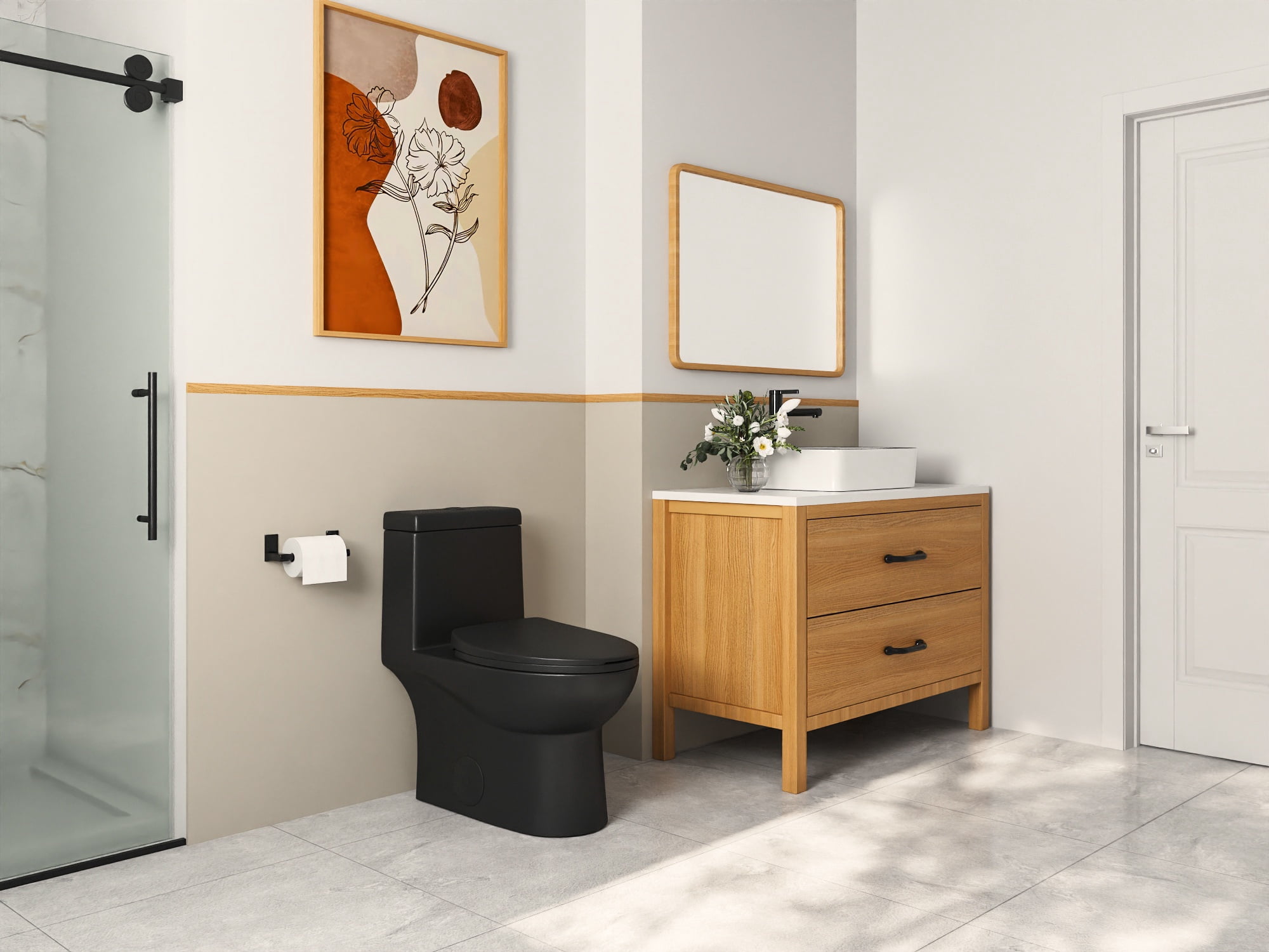 Ally 1-Piece 0.8/1.28 GPF Dual Flush Elongated ADA Comfort Height Toilet in Black Seat Included