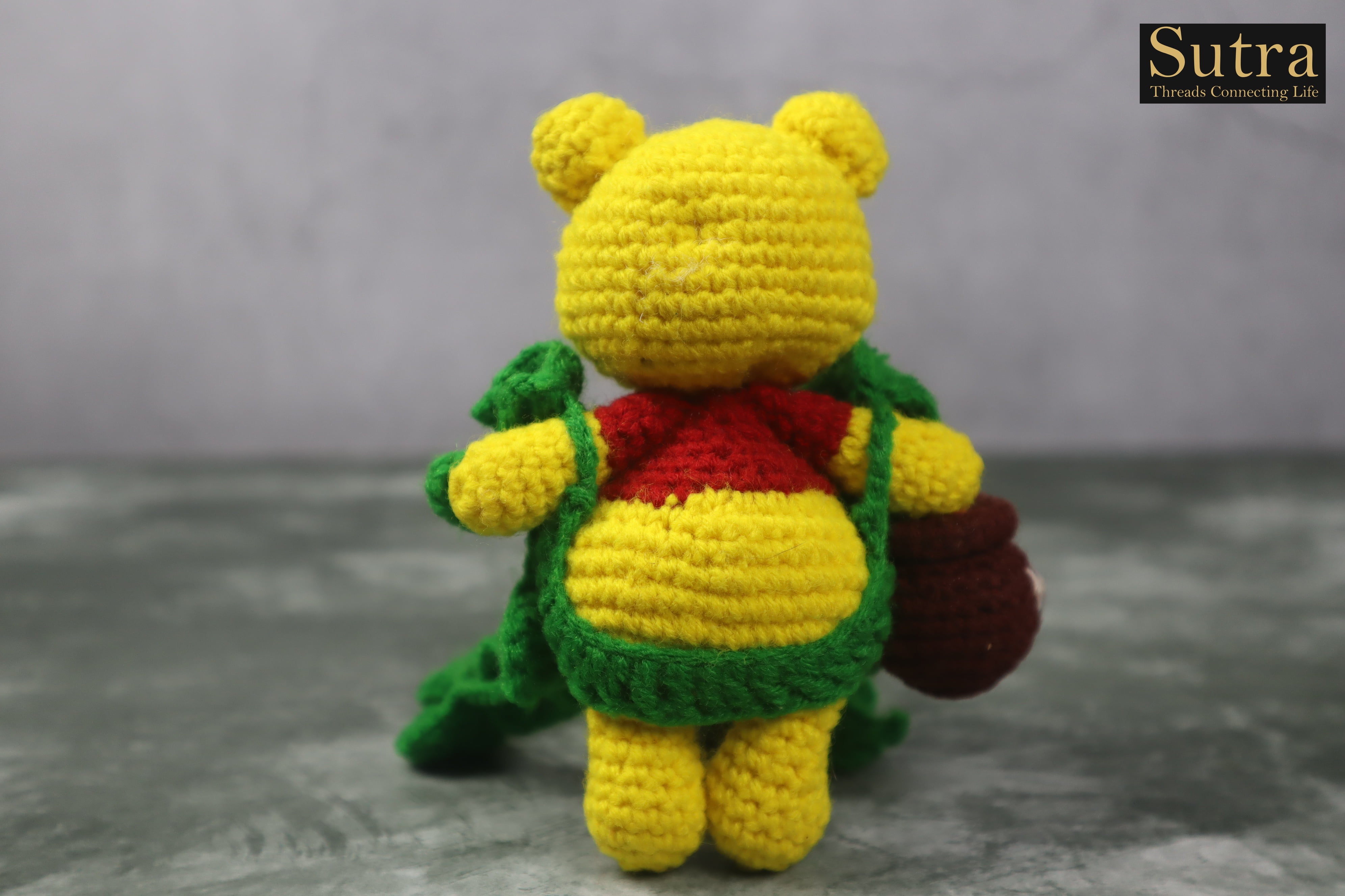 Winnie the Pooh Crochet Stuffed Toy, Designer Handmade Honey Bear Toy