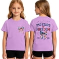 thumbnail image 2 of Angala Child Shirts Patriotic Print Crew Neck Short Sleeve Summer Fourth Of July Holiday Casual Loose Comfortable Girls Tops Size 11-12 Years Purple, 2 of 3