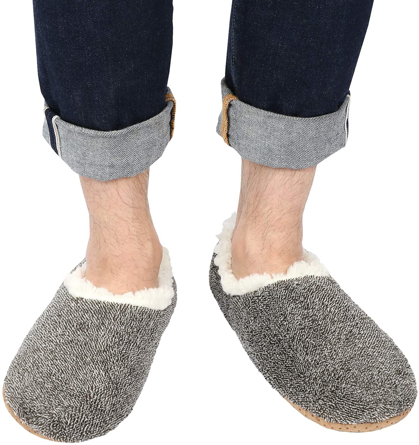 HTWW Mens Slipper Socks With Non Skid Bottoms, Warm Slipper Socks With