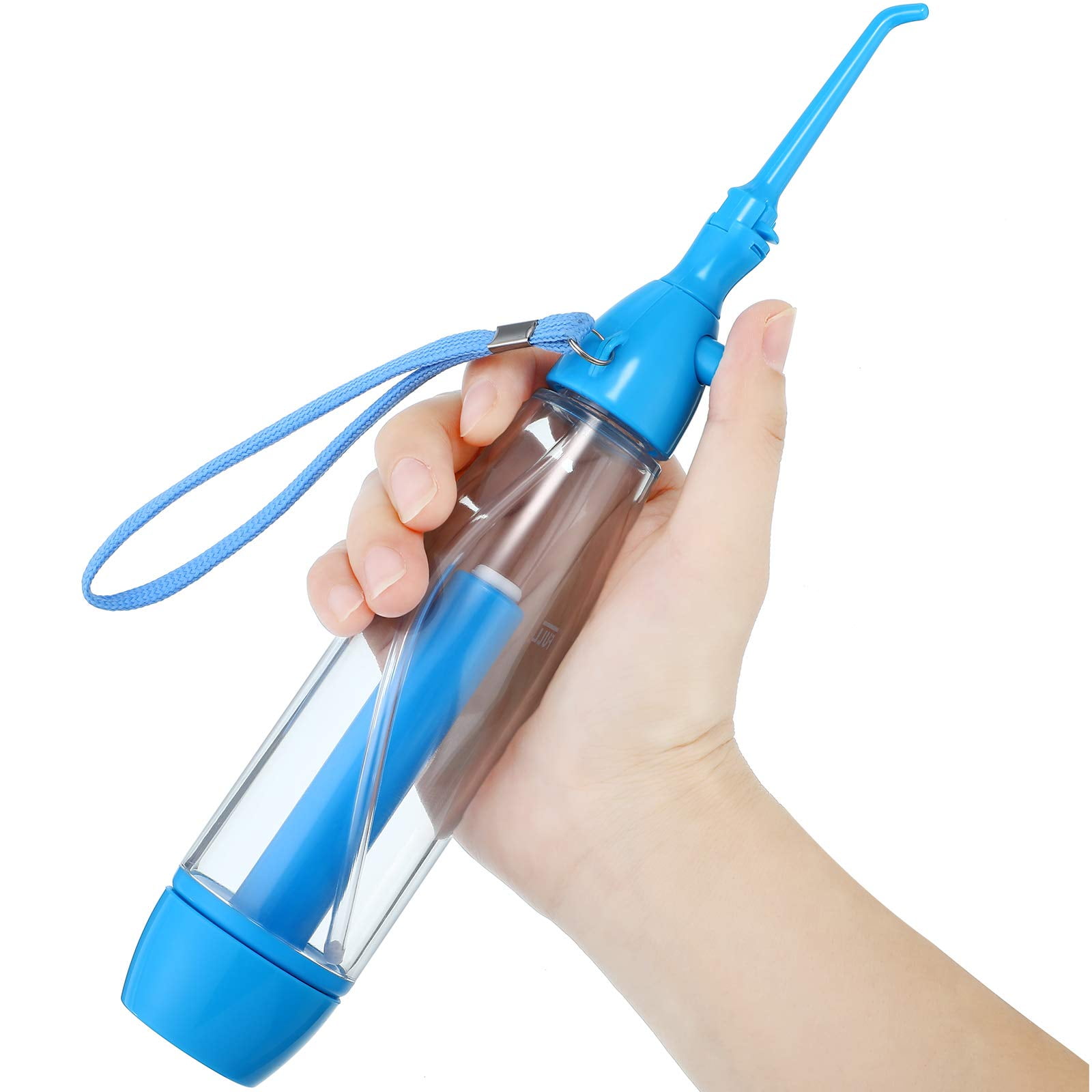 Tonsil Stone Remover Dental Water Jet Flosser Manual Pump Type Low Pressure Irrigator Oral Water Pick Disassemble Stone Removal for Tonsil Stone, Sore Throat and Bad Breath Solution (Blue)