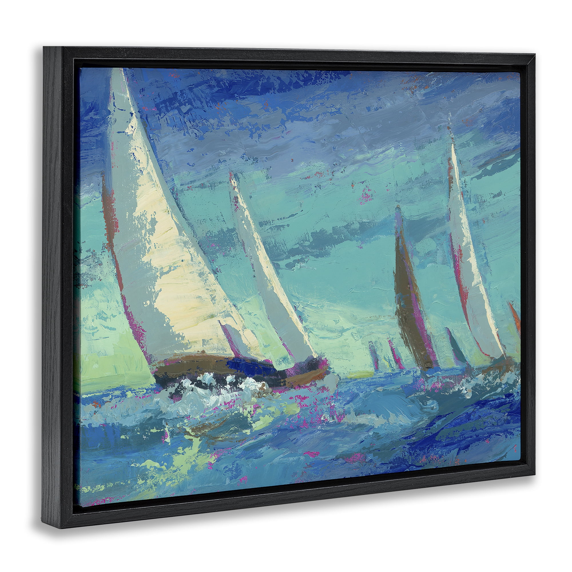 Stupell Industries Abstract Expression Regatta Black Framed Floater Canvas Wall Art, design by Beth A. Forst