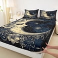 thumbnail image 3 of Manfei Bohemian Moon 4 Pieces Queen Sheet Sets for Teens Adults,Starry Sky Ultra Soft Flat Sheet,Chic Floral Flowers Queen Fitted Sheet,Super Cozy Room Decor, 3 of 7