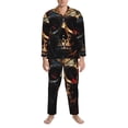 thumbnail image 3 of Susaid Artistic Flower Butterfly Skull Print Men's Long Sleeve Pajama Set, Two-Piece Button-Down Loungewear PJs Set, Comfortable Sleepwear for Relaxation-Large, 3 of 7