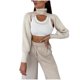 thumbnail image 1 of Gibobby Suéter de Mujer Suéter de Tejido de cuello Mangas Blusa larga sólida Suéter de mujer Blusa de mujer (Beige, Unitalla), 1 of 5
