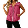 thumbnail image 3 of jiaxiM Womens Sleeveless Hooded Vest Lightweight Zip Up Jacket Drawstring Casual Sun Protection Outerwear with Pockets, 3 of 9