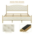 thumbnail image 3 of WhizMax Queen Size Bed Frame, Velvet Upholstered Platform Bed with Button Tufted Headboard, Heavy Duty Mattress Foundation with Solid Wood Slats Support, No Box Spring Needed, Gold and Beige, 3 of 7