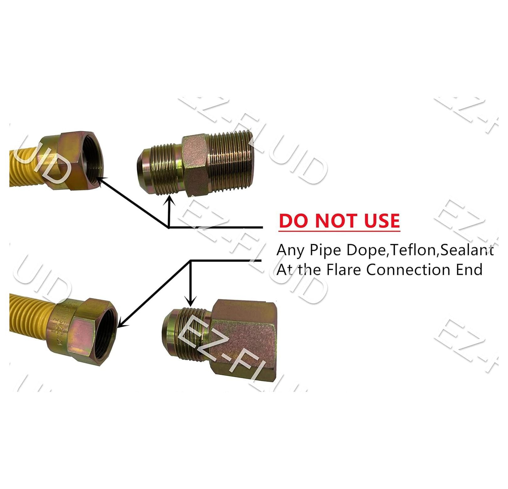 " Corrugated Stainless Steel Yellow Epoxy Coated Gas Flexible Supply Connector Line For Appliance,Water Heater,Boilers,Fryers,Stoves with 3/8" FIP or 1/2" MIP x 1/2" FIP (1)
