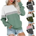thumbnail image 2 of VERUGU Sweatshirt for Women Casual Crewneck Pullover Fall Loose Long Sleeve Fashion Color Block Tunic Tops with Pocket Pink L, 2 of 6