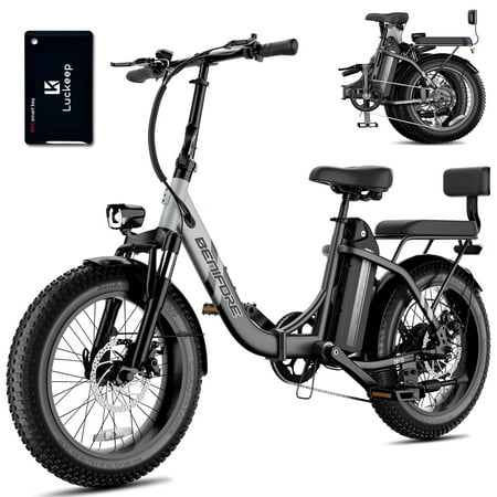 Luckeep C23 2 Seater Electric Bike for Adults,750W Peak 28 MPH,720WH Battery 65Miles Step-Thru Folding Ebikes for adults,20" Fat Tire Mountain E-bikes with NFC,UL2849 Commuting E bike for Women/Men