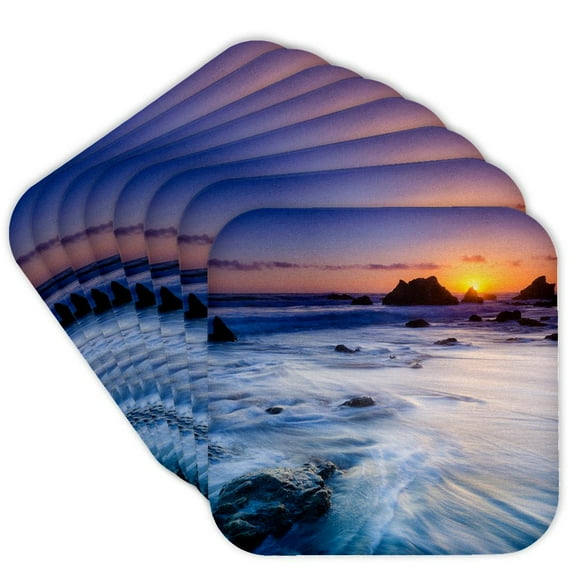3drose, Sea Stacks at Sunset, El Matador State Beach, Malibu, California, Usa, Set of 8 Coasters - Soft