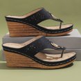 thumbnail image 6 of ShiShine Women's Hollow out Thong Wedge Slide Sandals Open Toe Slip On Beach Vacation Walking Shoes, 6 of 9