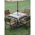 thumbnail image 3 of Outdoor Tablecloth with Umbrella Hole and Zipper, Valentine's Day Square Table Cloth 60x60 Inch Waterproof Tablecloth, Blue Love Truck Buffalo Plaid Romantic Wood Picnic Table Cover for Patio Camping, 3 of 7