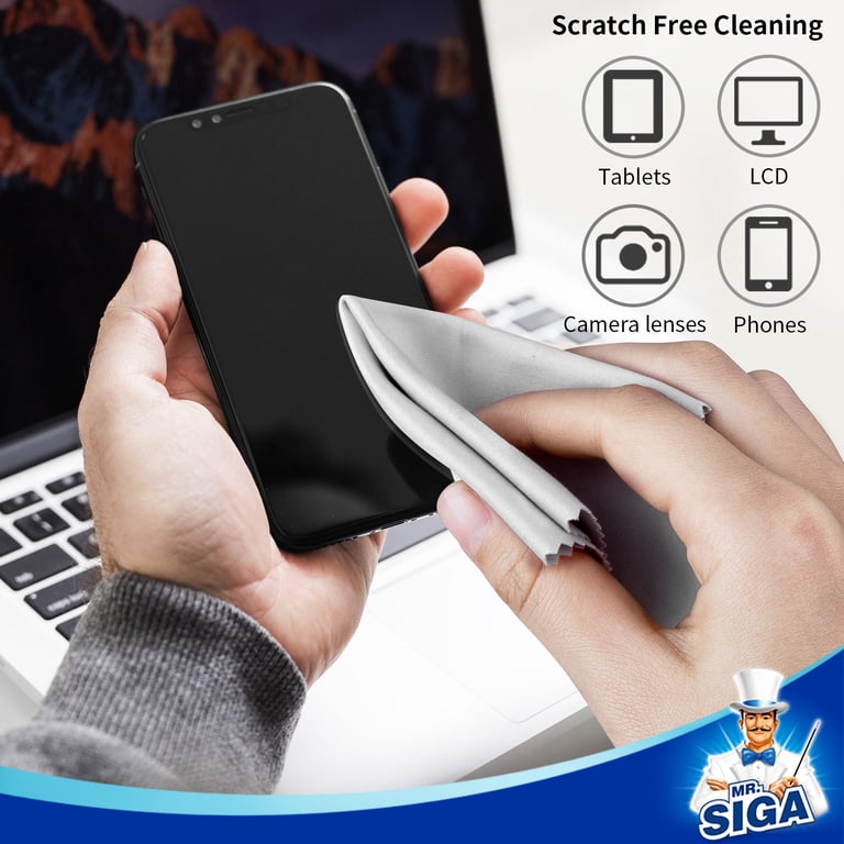 MR.SIGA Microfiber Cleaning Cloths, 6 Pack, Gray and Navy photo 4