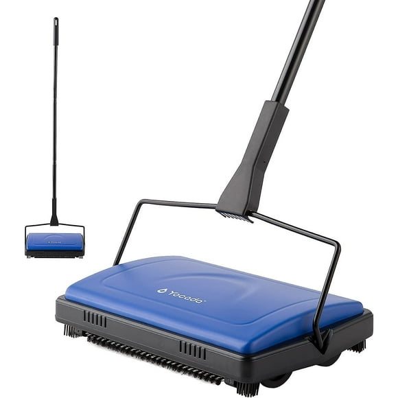 Carpet Sweeper Cleaner For Home Office Low Carpets Rugs Undercoat Carpets Pet Hair Dust Scraps Paper Small Rubbish Cleaning With A Brush Dark Blue