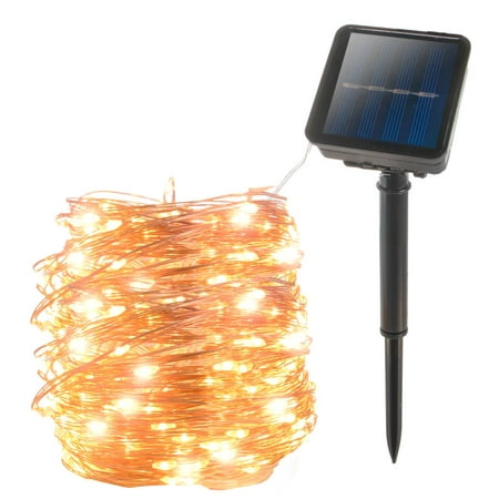 200 White LED Solar Copper Wire String Led Strip Fairy Garland Outdoor Solar Powered Waterproof Garden Decorative Light - White Light