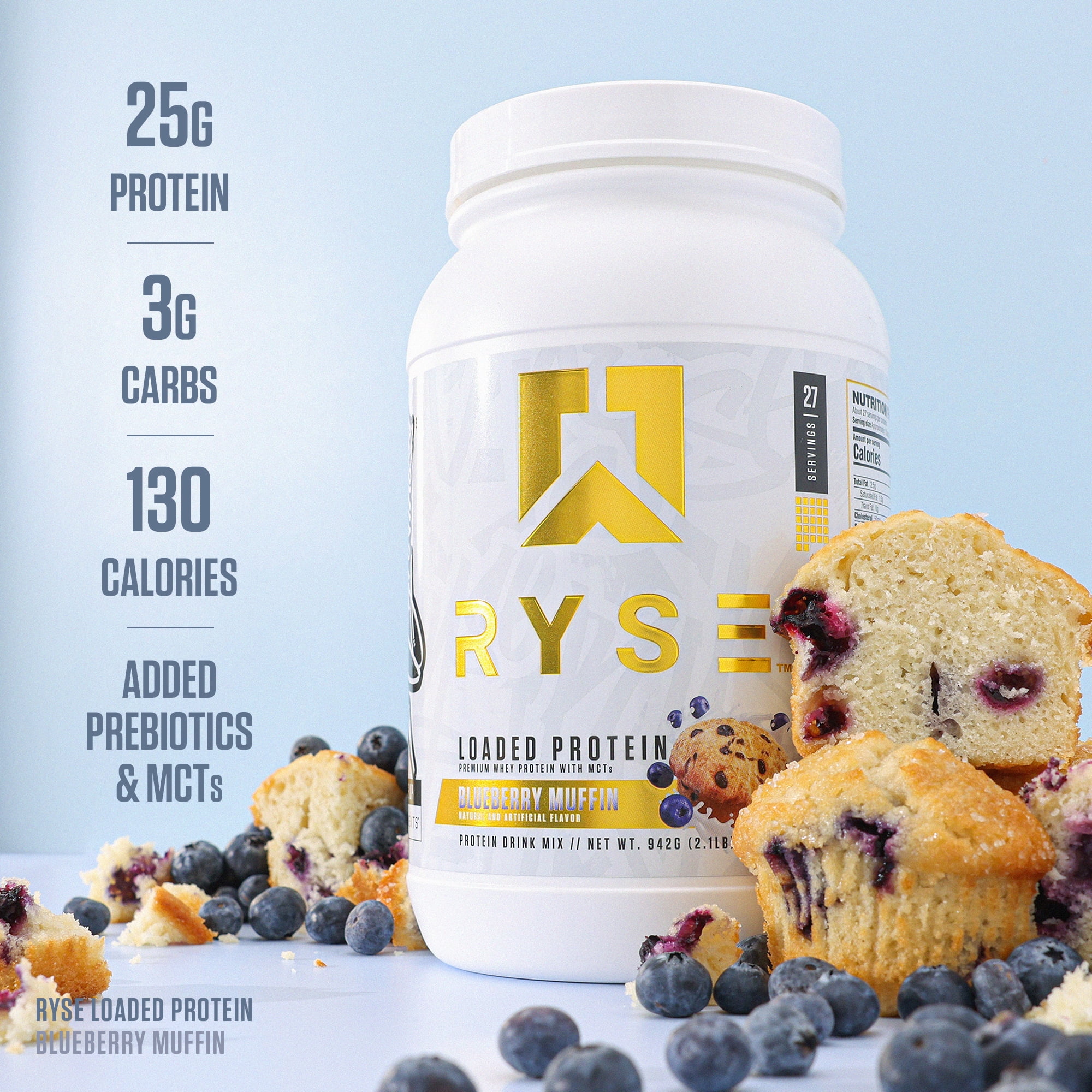 RYSE Loaded Protein Powder - Blueberry Muffin - 54 Servings