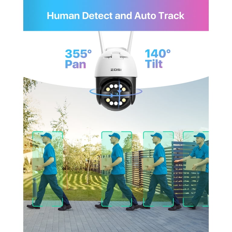 ZOSI Wireless Security IP Camera With Color Night Vision, Two-Way Audio, And AI Detection – Indoor/Outdoor Use