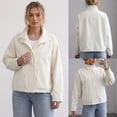 thumbnail image 2 of Womens Windbreaker Jacket Stand Collar Casual Lightweight Jackets Fall Winter Bomber Outerwear, 2 of 6