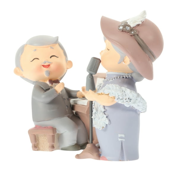 WORGEOUS  Creative Couple Ornament Grandparents Figurine Wedding Cake Topper Elderly Lovers