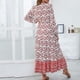 thumbnail image 4 of Vestido largo estampado de manga larga con cuello en V informal para mujer sexy a la moda Fridja NMB2080, 4 of 6