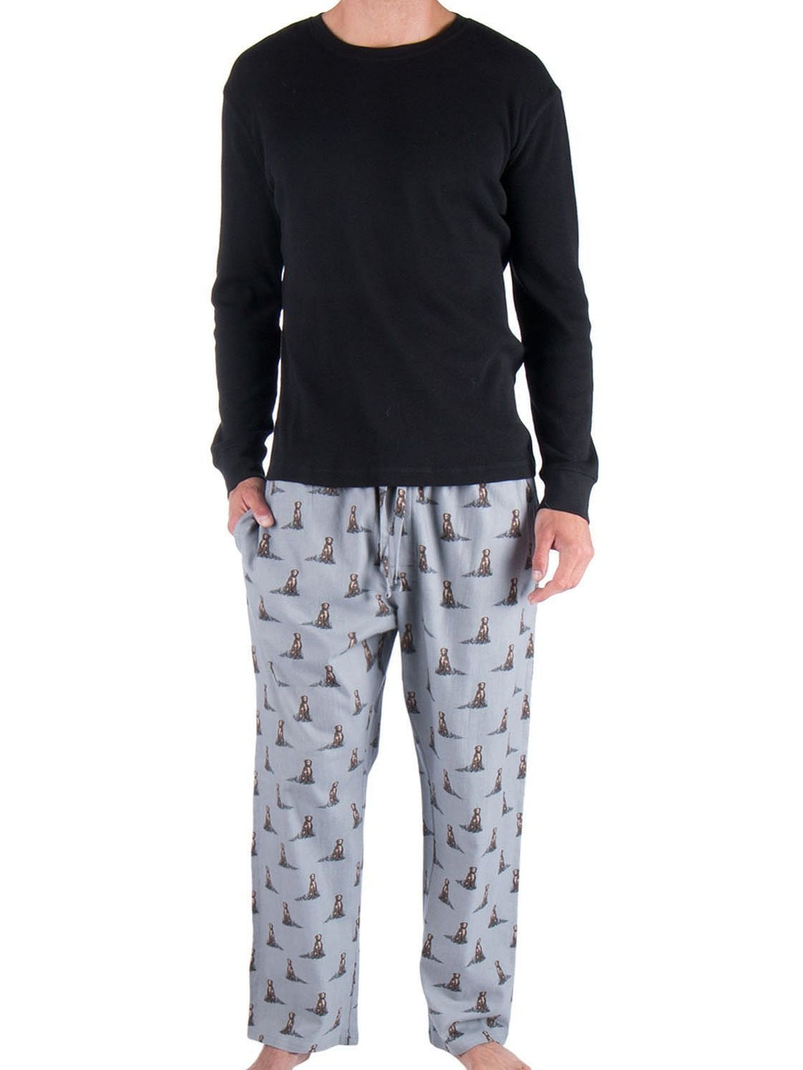 Woolrich Mens 2 Piece Pajama Sleep Set (Black/Dog Print, XLarge