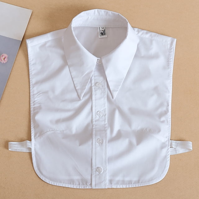 Col Détachable à Moins de 10$, Blouse Blanche Unie avec Faux Col, Demi-Taille Élastique