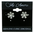 thumbnail image 2 of Flower Shaped Post Earrings With CZ Accent For Women Gold-Tone, 2 of 2