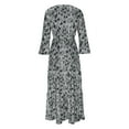 thumbnail image 4 of Wycnly Dresses for Women 2024 Fall Plus Size Fashion High Waist Flowy Ruffle Swing Lantern Sleeve Long Dresses Camouflage Elbow-Length V-Neck Maxi Formal Dresses for Women Gray XL, 4 of 5