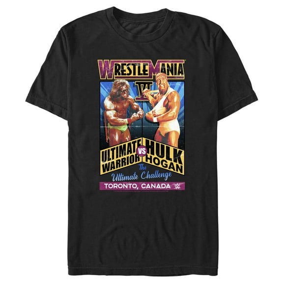 Men's WWE Hulk Hogan VS The Ultimate Warrior Poster Graphic Tee Black Medium
