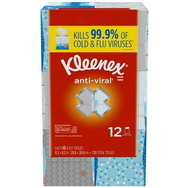 Kleenex Anti-Viral 3-Ply Facial Tissue, 60 Count (Pack of 12)