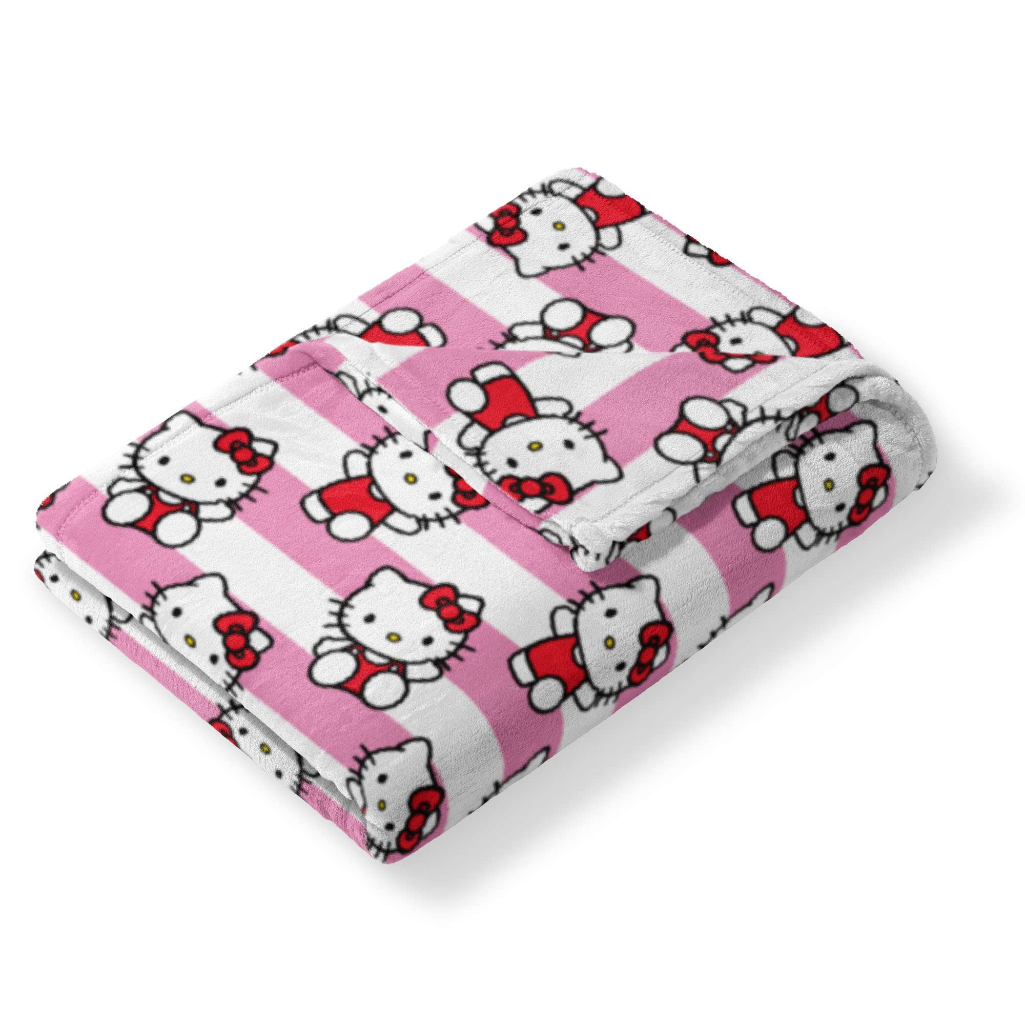 Sanrio Hello Kitty Bow And Stripes Kids Silk Touch Throw Blanket