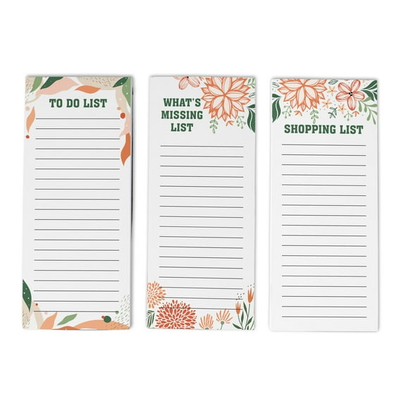 Inkdotpot Pack of 3 Magnetic Fridge To-Do List Notepads- Magnetic Memo Pads For Refrigerator-(50 Sheets Each)-NT