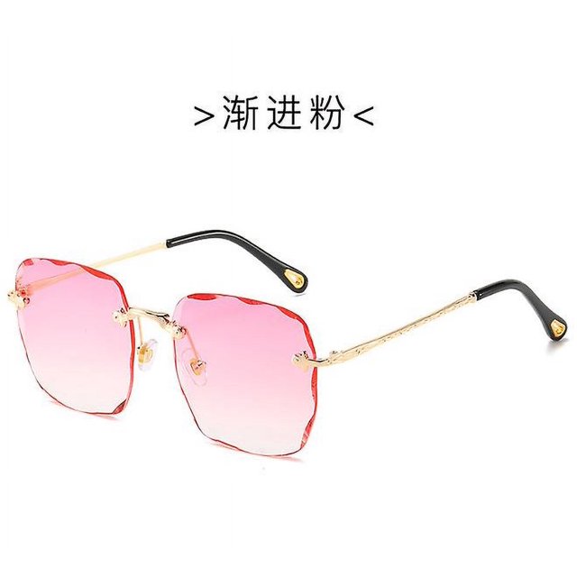 Lunettes de Soleil pour Femmes 2023, Mode, Personnalité, Bord Découvert, Sans Monture, Carrées, Dégradé de Couleurs, Protection Uv