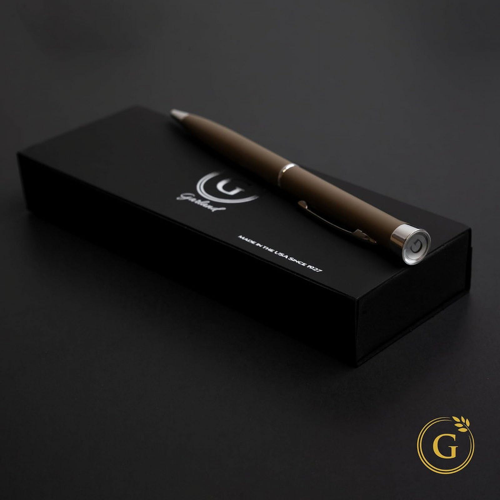 Garland Metal Twist Pen - Made in USA - Premium Cerakote Coating, Durable & Stylish Finish, Gift for Executive, Graduate, Professional, Classy Gift Box, Refillable - Flat Dark Earth with Chrome